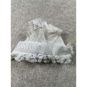 Vintage White Lace Doll Bonnet Hat‎ Ruffled Trim Ribbon Tie 1950s Accessory